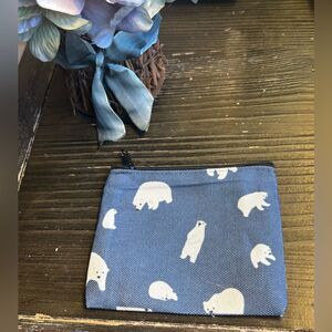 NEW Polar Bears Small Canvas Coin Purse Cute Change Purse Zipper Mini Coin Pouch